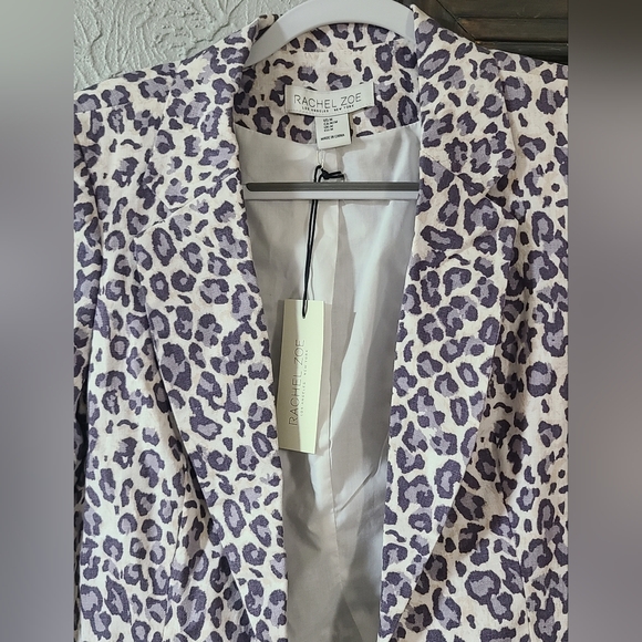 Rachel Zoe open-front blazer in a cream and lavender leopard print *NWT* - Picture 5 of 14